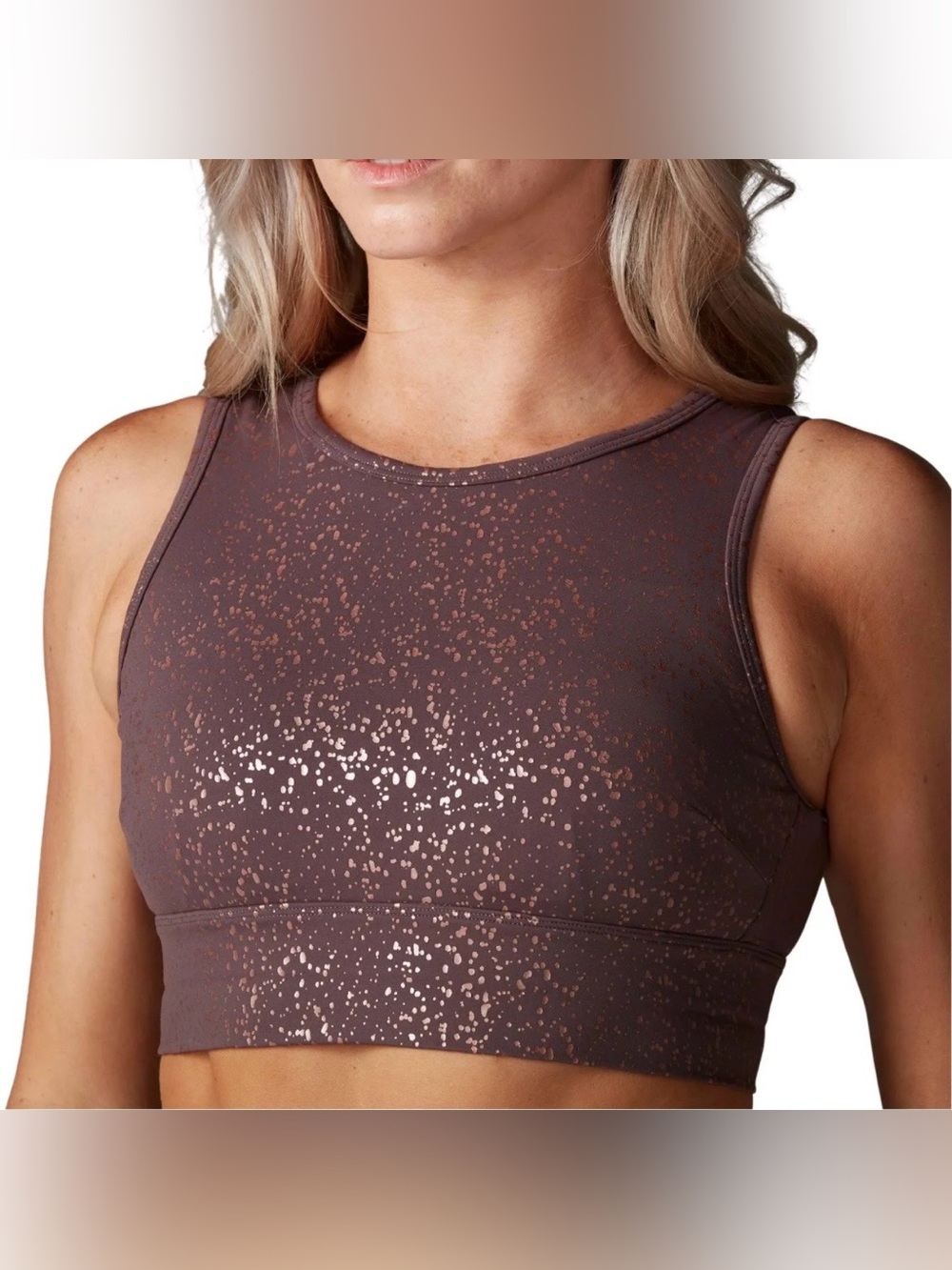 TAVI ACTIVE | AGILITY BRA IN QUARTZ GLIMMER ROSE GOLD SPORTSBRA MEDIUM OPEN BACK